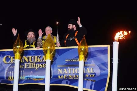 The  National Menorah sponsored by American Friends of Lubavitch stands ready  in front of the White House before the start of Chanukah. (Photos:  Israel Bardugo)