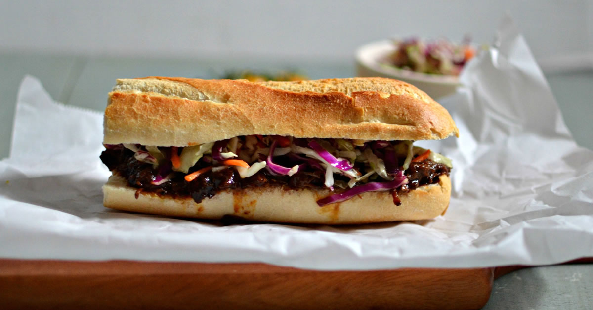Pulled Beef Sandwiches with Crunchy Coleslaw
