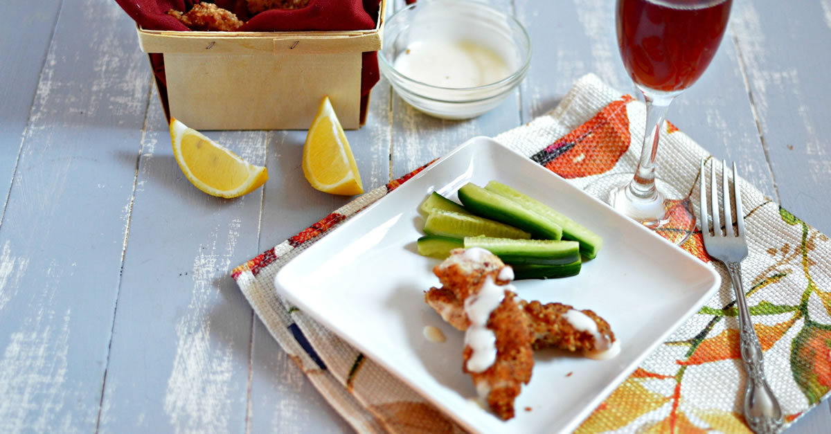 Almond Crusted Chicken Tenders with HoneyLemon Dipping Sauce