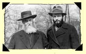 The Rebbe with his son-in-law and successor, Rabbi Menachem M. Schneerson. Adar I 25, 1935, Pukersdorf, Austria.